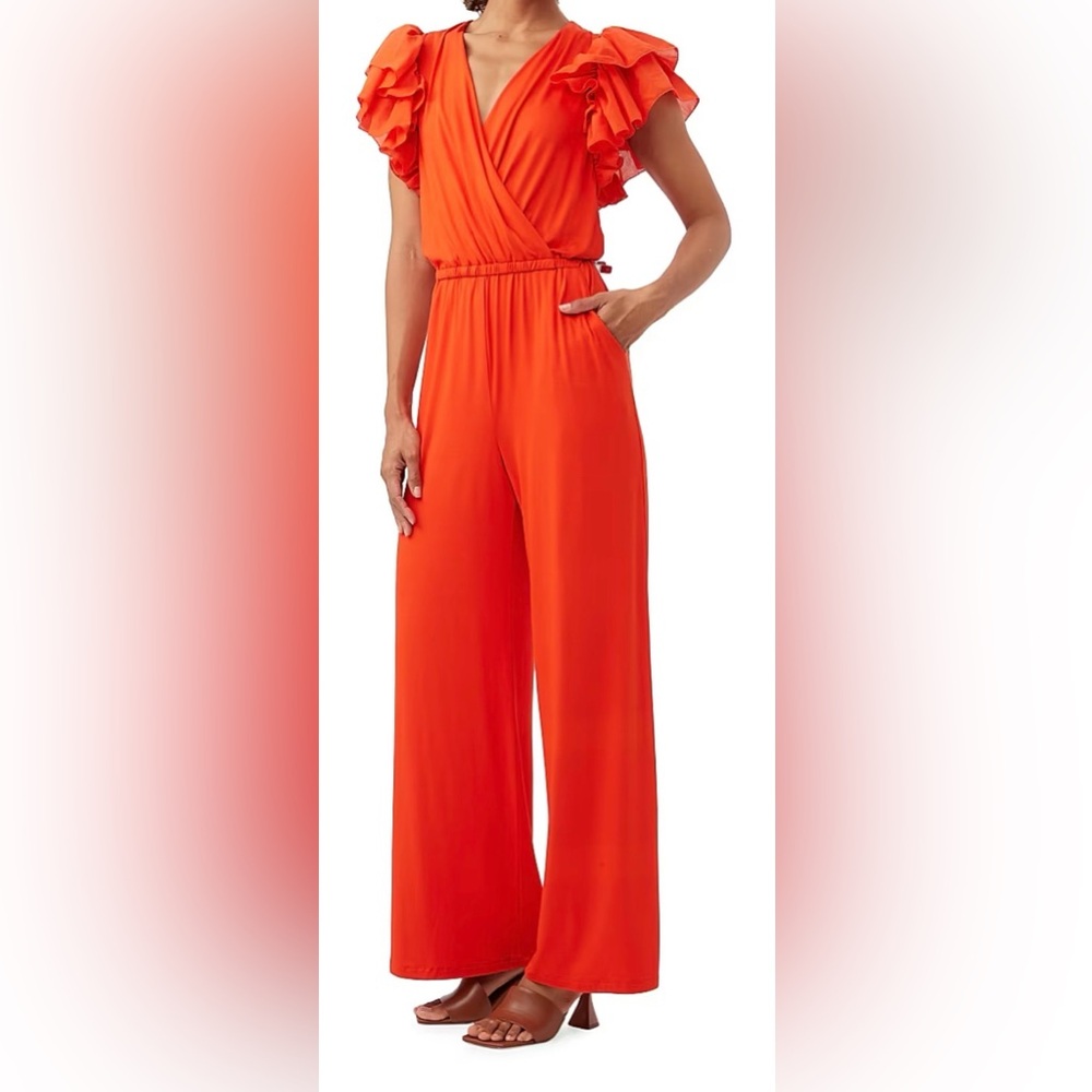 TRINA TURK Weston Surplice Jumpsuit - Reef Red